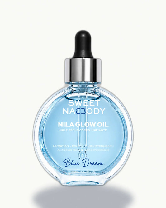 Huile Sèche Parfumée, vu de face sur fond clair, Sweet Nabbody