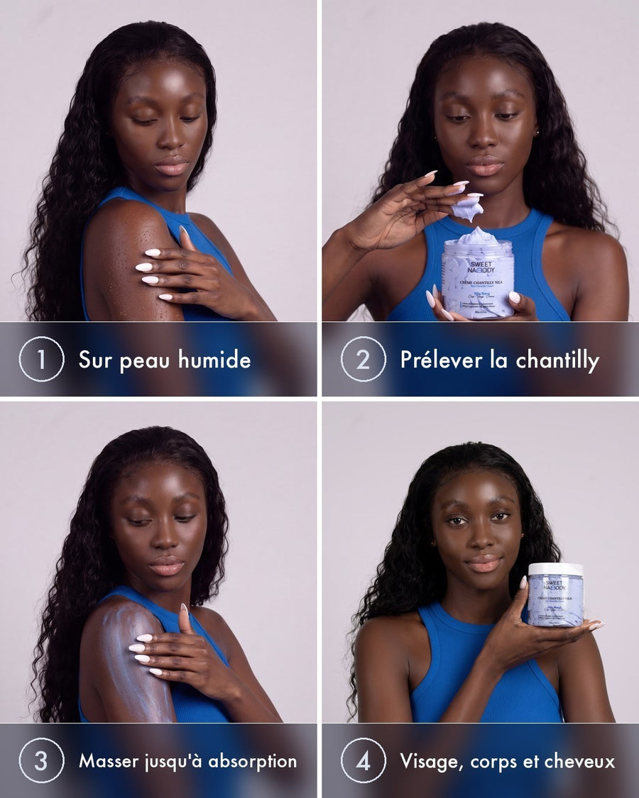 Chantilly Nila Royale Visage et Corps, comment l'utiliser, étape par étape